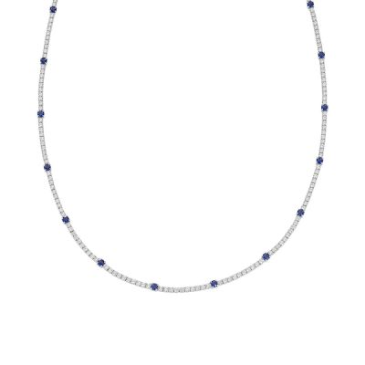 Amen Collana Tennis Argento Zirconi Bianchi e Blu