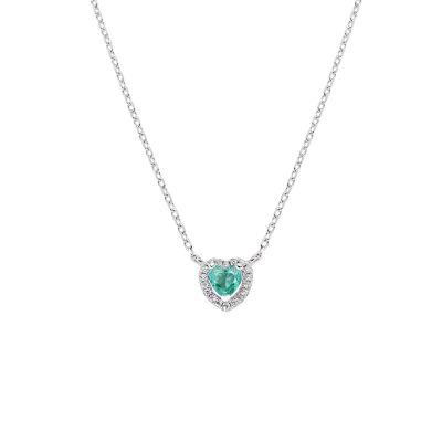 Amen Collana Argento Dolce Cuore Verde Acqua