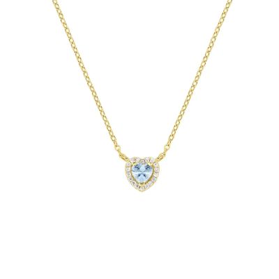 Amen Collana Argento Gold Dolce Cuore Acquamarina