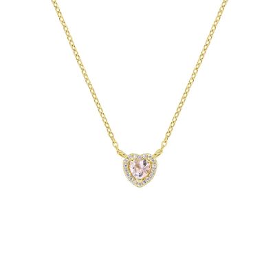 Amen Collana Argento Gold Dolce Cuore Rosa Morganite