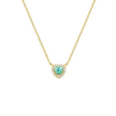 Amen Collana Argento Gold Dolce Cuore Verde