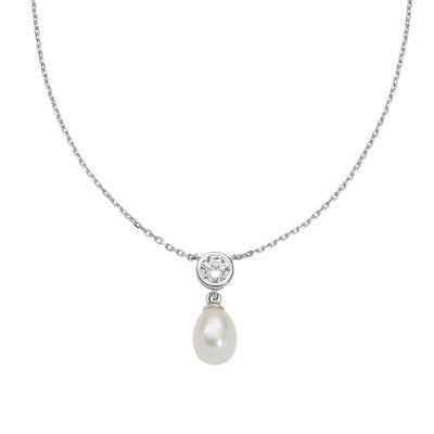 Amen Collana Argento Punto Luce con Perla