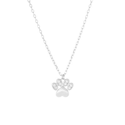 Amen Collana Argento Zampetta con Cristalli