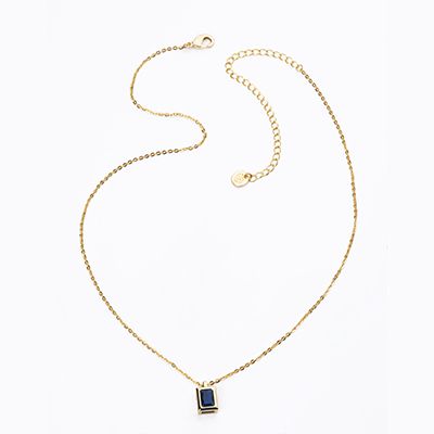 Barbieri Collana Metallo Dorato Cristallo Blu