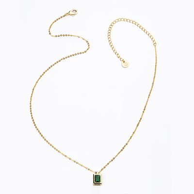 Barbieri Collana Metallo Dorato Cristallo Verde