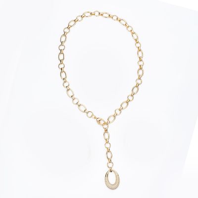 Barbieri Collana Metallo Dorato Ovale Zirconato