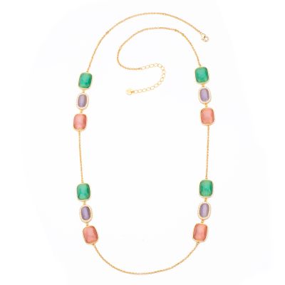 Barbieri Collana Metallo Dorato Pietre Multicolor