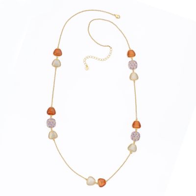 Barbieri Collana Metallo Dorato Cristalli e Zirconi