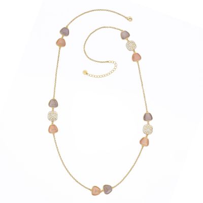 Barbieri Collana Metallo Dorato Cristalli e Zirconi