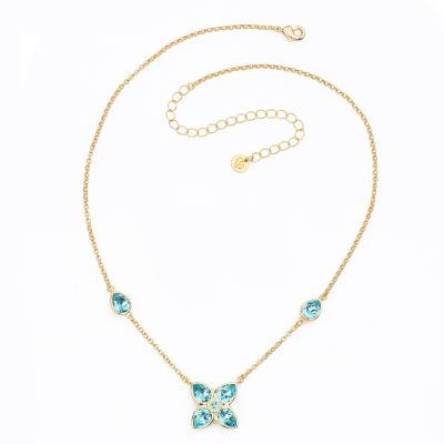 Barbieri Collana Metallo Dorato Cristalli Acquamarina