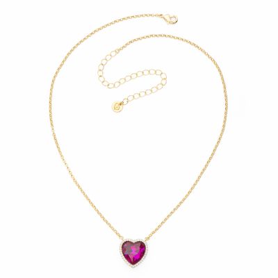 Barbieri Collana Metallo Dorato Cuore Fucsia