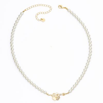 Barbieri Collana Metallo Gold Perle e Quadrifoglio