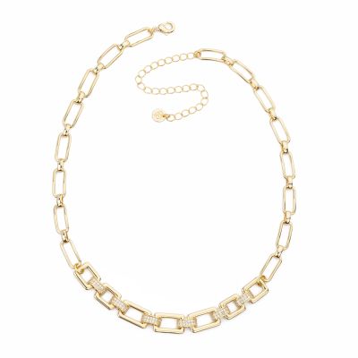Barbieri Collana Metallo Dorato Zirconi Bianchi