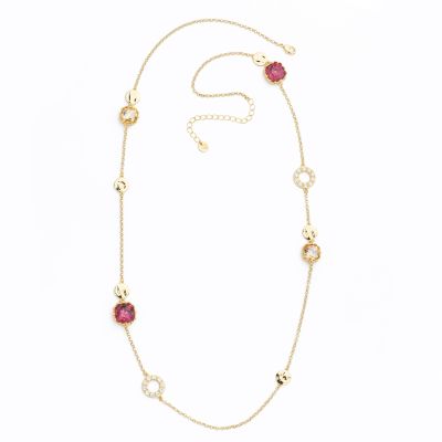 Barbieri Collana Metallo Dorato Cristalli e Zirconi