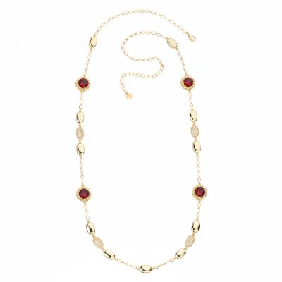 Barbieri Collana Metallo Dorato Cristalli e Zirconi