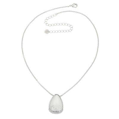 Barbieri Collana Metallo Rodiato Goccia e Zirconi