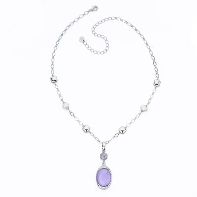 Barbieri Collana Metallo Rodiato Cristalli e Perle