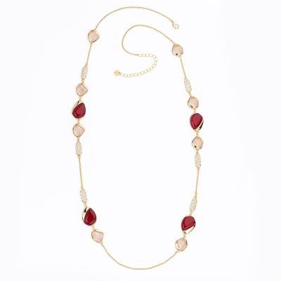 Barbieri Collana Metallo Dorato Cristalli e Zirconi