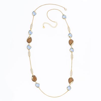 Barbieri Collana Metallo Dorato Cristalli e Zirconi