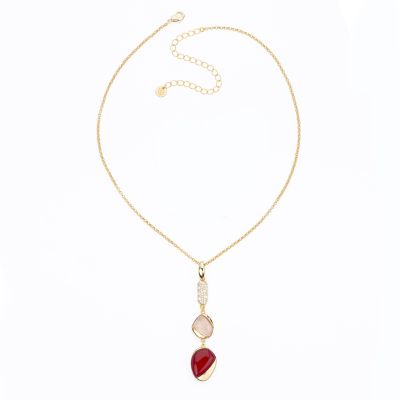 Barbieri Collana Metallo Dorato Cristalli e Zirconi