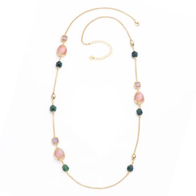 Barbieri Collana Metallo Gold Pietre Multicolor