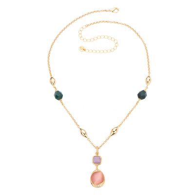 Barbieri Collana Metallo Gold Pietre Multicolor