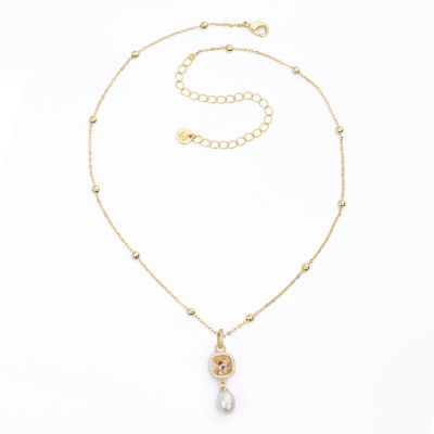 Barbieri Collana Metallo Dorato Perla e Cristallo