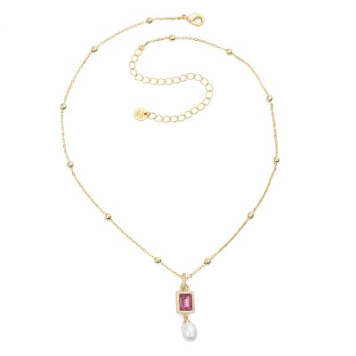 Barbieri Collana Metallo Dorato Perla e Cristallo