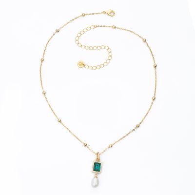 Barbieri Collana Metallo Dorato Perla e Cristallo