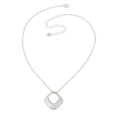 Barbieri Collana Metallo Rodiato Rombo Zirconato