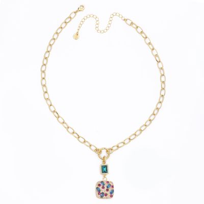 Barbieri Collana Metallo Dorato Cristalli e Zirconi