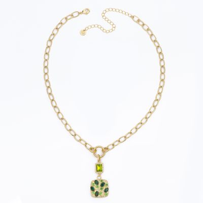 Barbieri Collana Metallo Dorato Cristalli e Zirconi