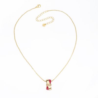 Barbieri Collana Metallo Dorato Smalto e Zirconi