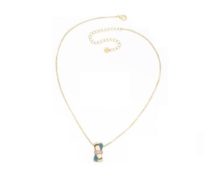 Barbieri Collana Metallo Dorato Smalto e Zirconi