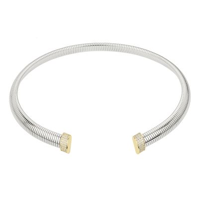 Barbieri Collana Tubogas Metallo Rodiato e Zirconi