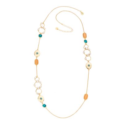 Barbieri Collana Metallo Gold Pietre e Cristalli