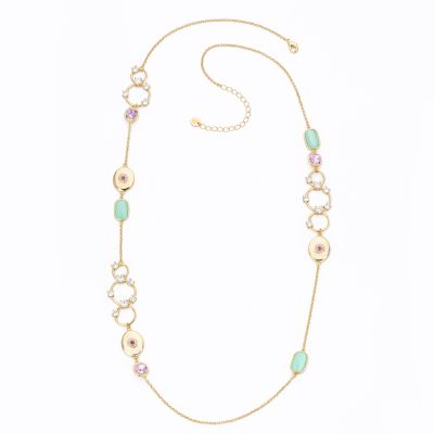 Barbieri Collana Metallo Gold Pietre e Cristalli