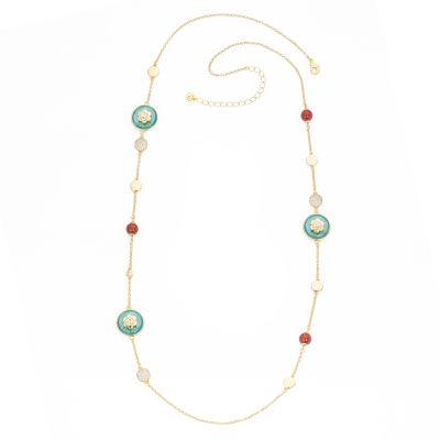 Barbieri Collana Metallo Gold Pietre e Cristalli