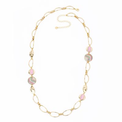 Barbieri Collana Metallo Gold Pietre e Zirconi