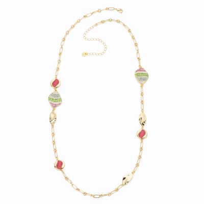 Barbieri Collana Metallo Gold Pietre e Zirconi