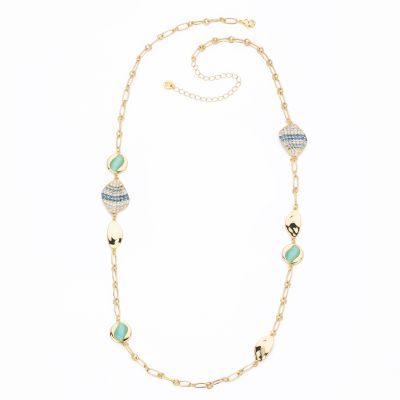 Barbieri Collana Metallo Gold Pietre e Zirconi