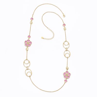 Barbieri Collana Metallo Dorato Primula Rosa