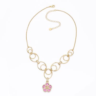 Barbieri Collana Metallo Dorato Primula Rosa