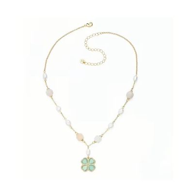 Barbieri Collana Metallo Dorato Quadrifoglio Verde