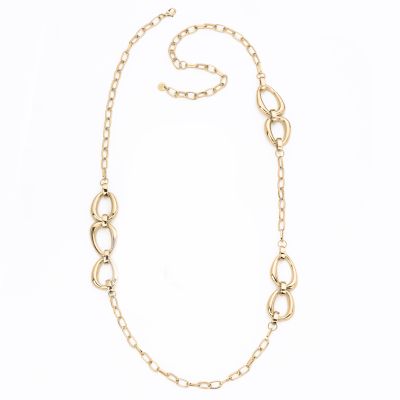 Barbieri Collana Lunga Metallo Gold Ovali Bombati