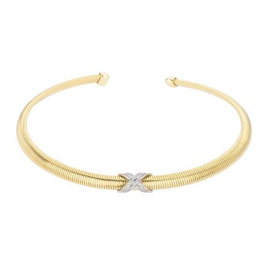 Barbieri Collana Metallo Gold Tubogas e Zirconi