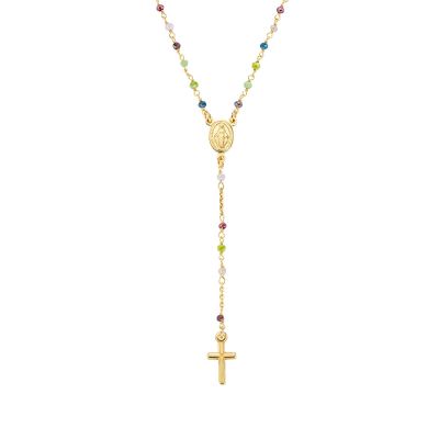 Amen Collana Rosario Y Argento Gold Cristalli Multicolor