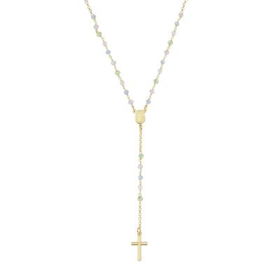 Amen Collana Rosario ad Y Argento Gold Cristalli e Perle