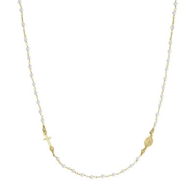 Amen Collana Rosario Argento Gold con Perle