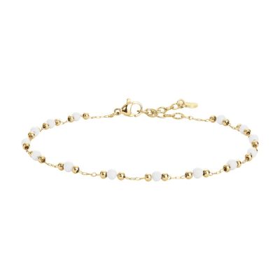 Luca Barra Cavigliera Acciaio Gold con Perle Bianche